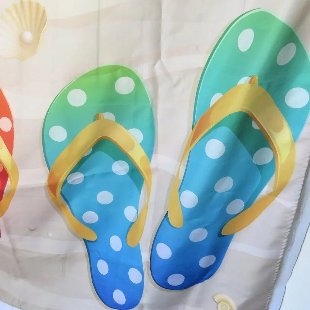 Shower Curtain Flip Flops Summer Photo Backdrop....726